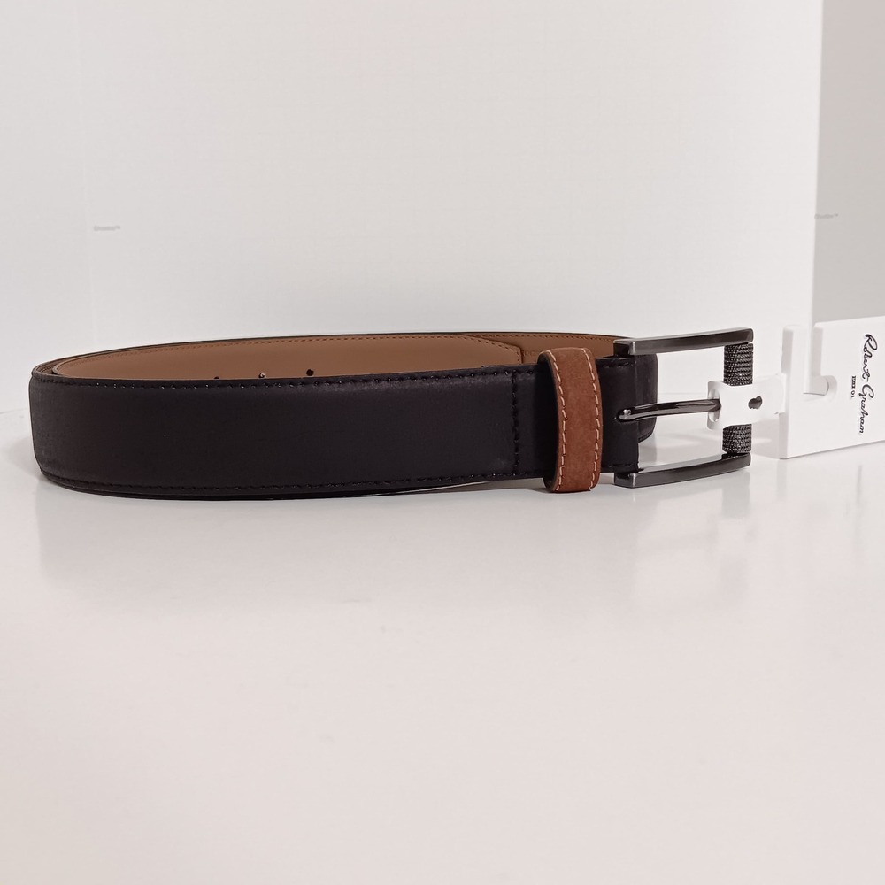 Robert Graham Men's Ripaso Black Genuine Leather Belt‎ Size 42 - Picture 2 of 15
